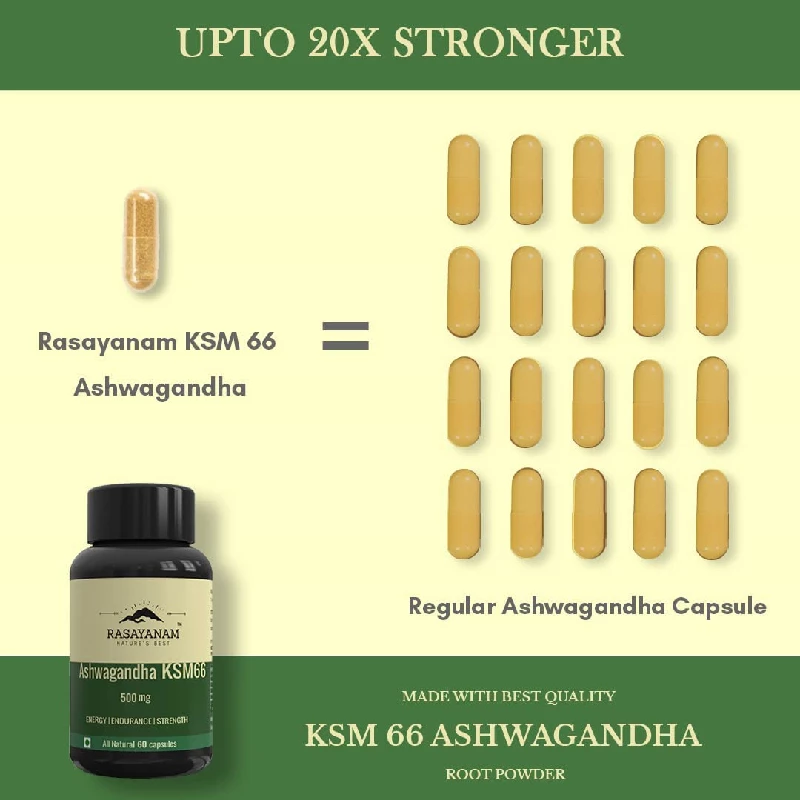 Rasayanam Ashwagandha KSM-66 500mg, 60 Capsules-5.webp